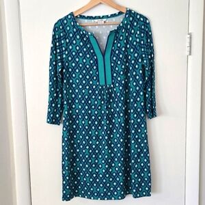 Boden teal and blue stretch knit dress size 8